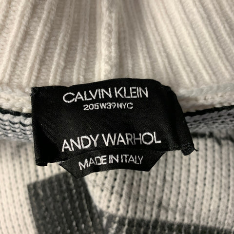 CALVIN KLEIN 205W39NYC Size One Size White Black Knitted Acrylic Blend Sweater
