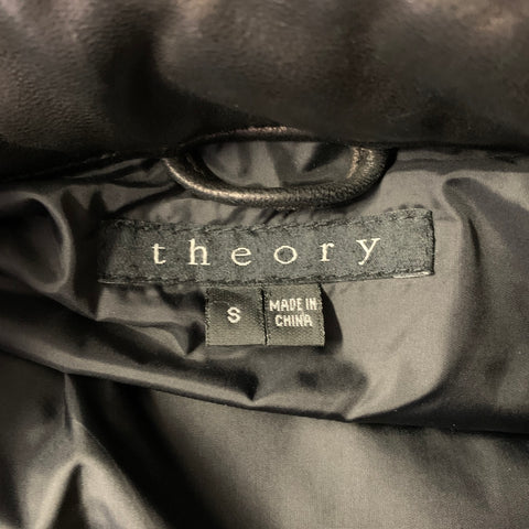 THEORY Size S Black Quilted Leather Puffer Jacket