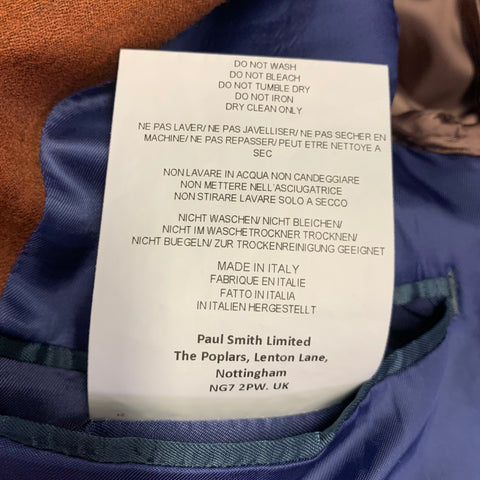 PAUL SMITH Size 38 Kensington Brown Wool Cashmere Notch Lapel Suit