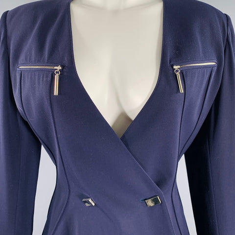 CLAUDE MONTANA Size S Purple Wool Shoulder Pads Jacket
