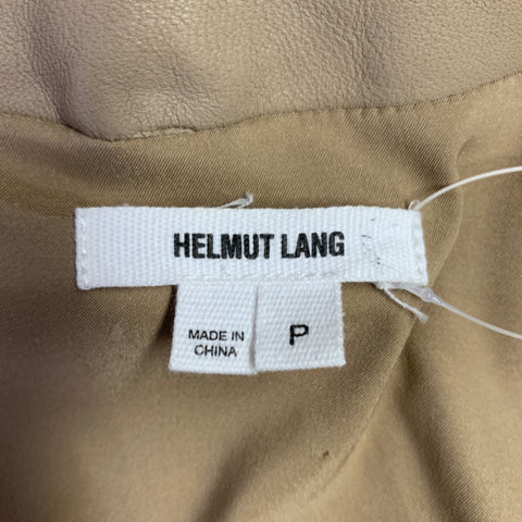 HELMUT LANG Size S Beige Leather Lambskin Motorcycle Jacket
