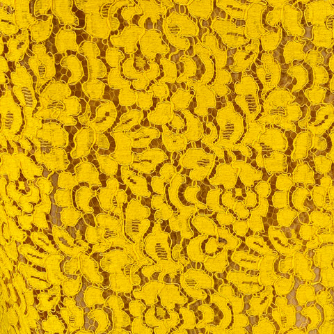 MICHAEL KORS Size 4 Yellow Mustard Cotton Blend Lace A-Line Cocktail Dress