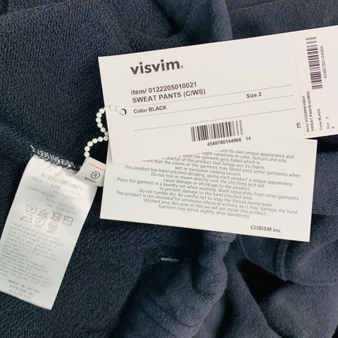 VISVIM -Pantalones deportivos DMGD- Talla S Pantalones casuales con cordón de algodón lavado negro