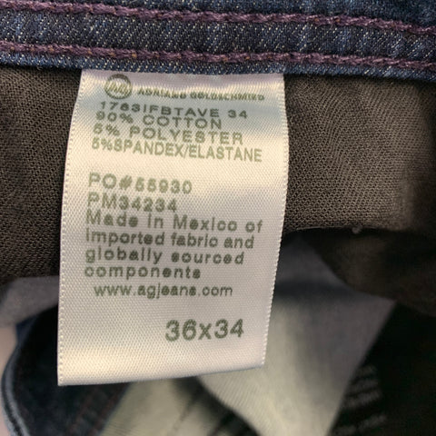 ADRIANO GOLDSCHMIED Size 36 Indigo Contrast Stitch Cotton Blend Zip Fly Jeans