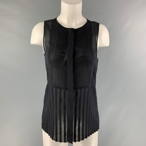 THEORY Size S Black Silk &  Elastane Blouse