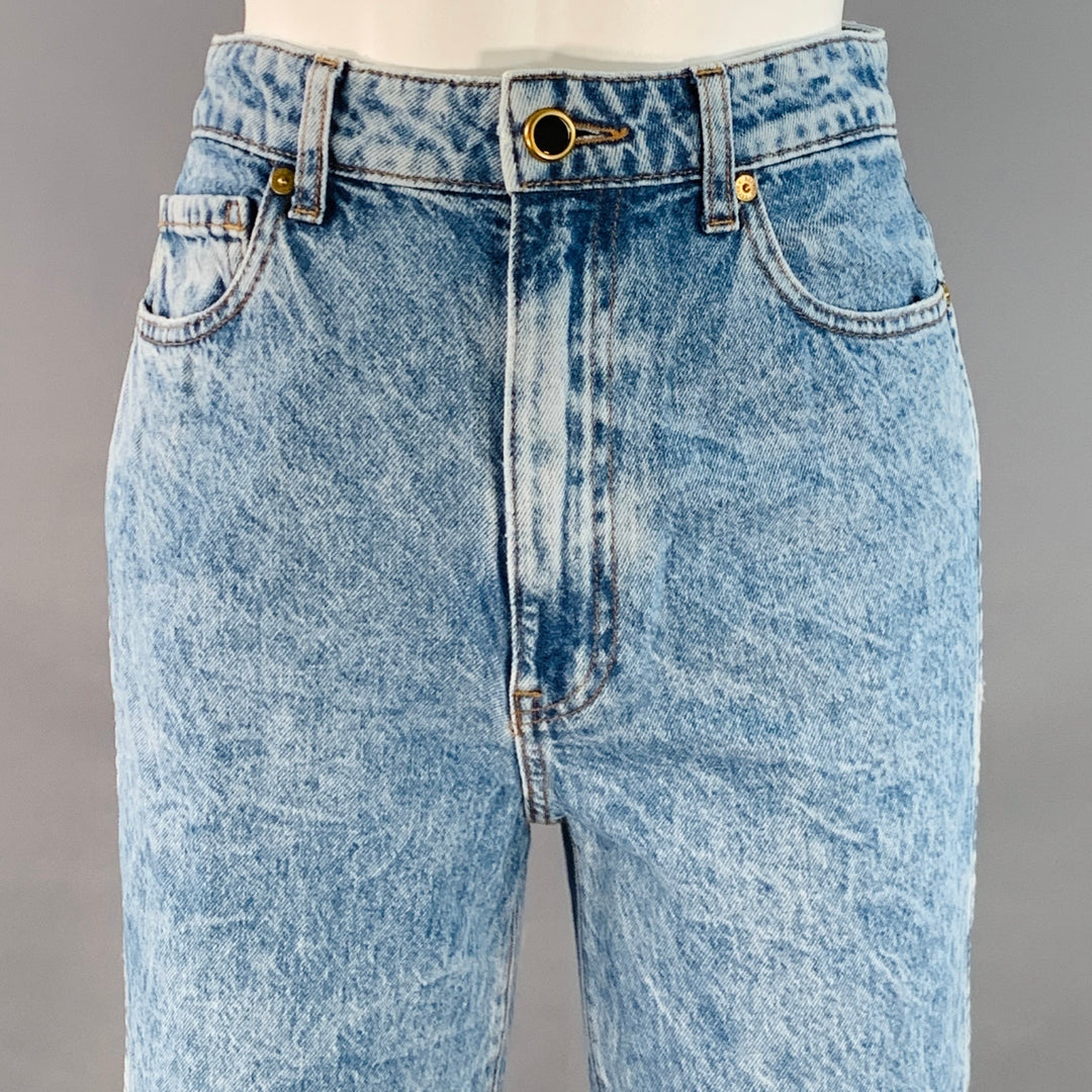 KHAITE Size 27 Danielle Blue Cotton Washed High Waisted Straight Jeans