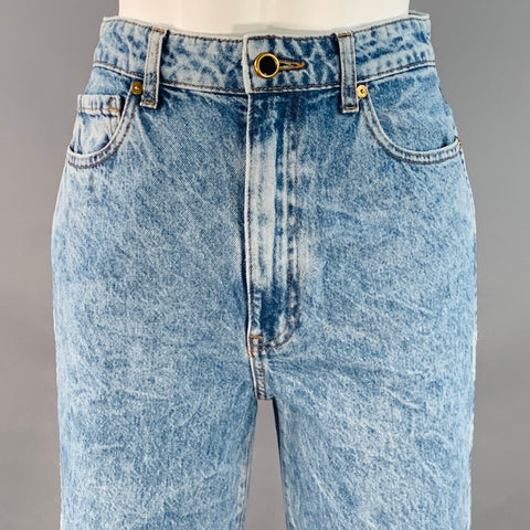 KHAITE Size 27 Danielle Blue Cotton Washed High Waisted Straight Jeans