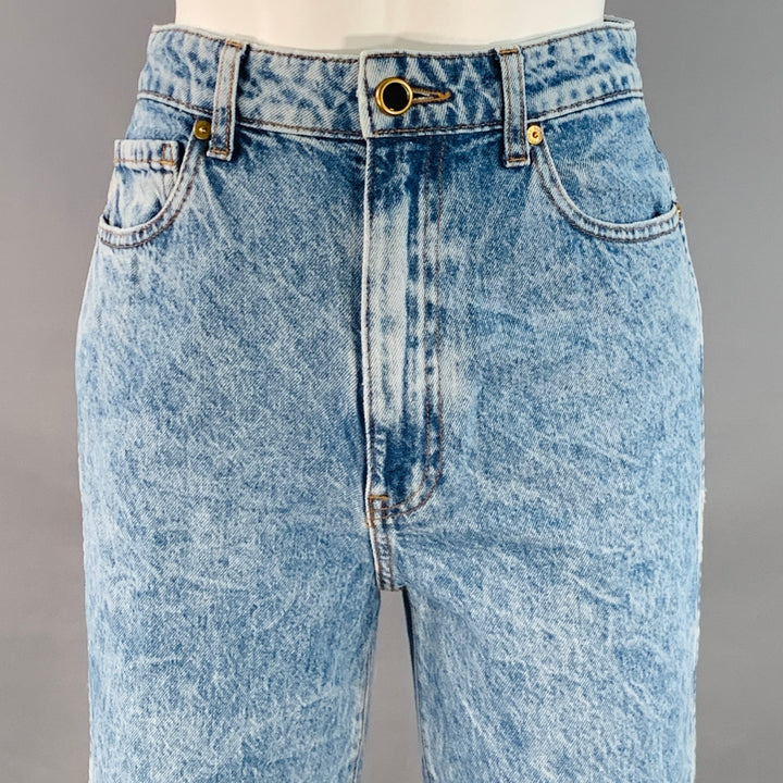 KHAITE Size 27 Danielle Blue Cotton Washed High Waisted Straight Jeans