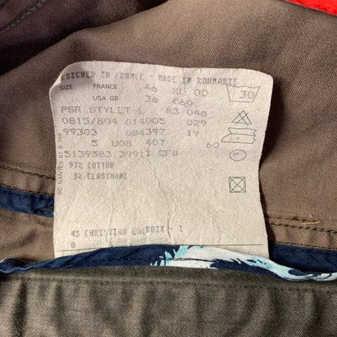 CHRISTIAN LACROIX Size 36 Olive Cotton Blend Straight Casual Pants