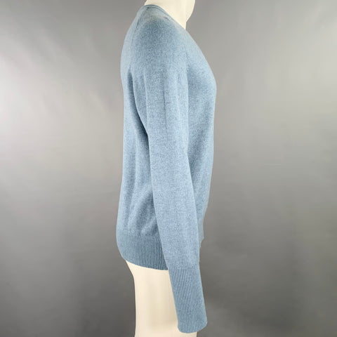 N.PEAL AW15 Size S Blue Heather Knit Cashmere V-Neck Sweater