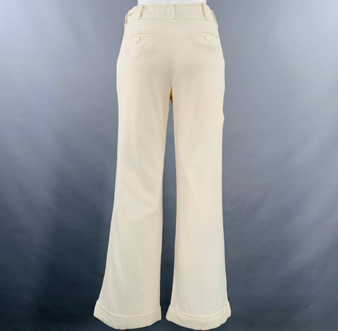 CHRISTIAN DIOR Size 4 Cream Viscose Blend Wide Leg Dress Pants