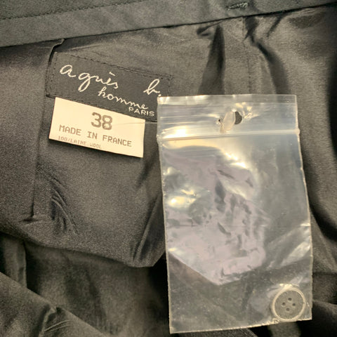 AGNÈS B. Size 28 Grey Charcoal Wool Pleated Tapered Dress Pants