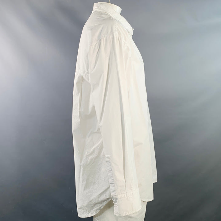 ENTIRE STUDIOS Size XXXL White Cotton One Pocket Long Sleeve Shirt