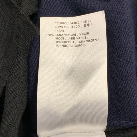 STELLA McCARTNEY Size 8 Navy Black Virgin Wool Two Tone V-Neck Cardigan