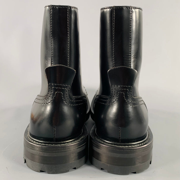 ALEXANDER MCQUEEN Size 9 Black  Leather Lace-Up Combat Boots
