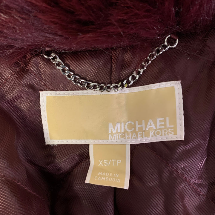 MICHAEL by MICHAEL KORS Size XS Burgundy Polyester Faux Fur Jacket
