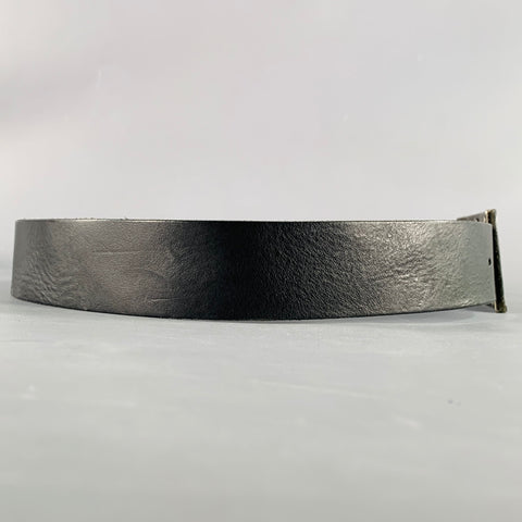 D&G by DOLCE & GABBANA Size 34 Black Gunmetal Leather Belt