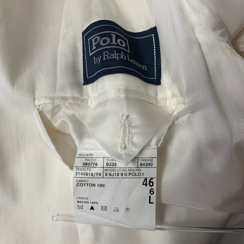 RALPH LAUREN Size 46 White Cotton Notch Lapel Sport Coat