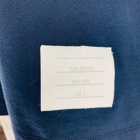 THOM BROWNE Size XL Navy Cotton Long placket Polo