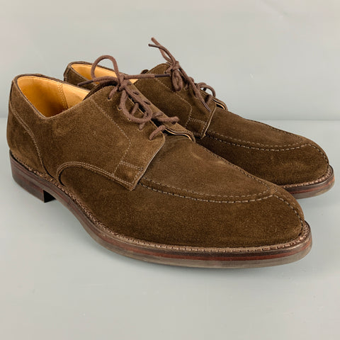 CROCKETT & JONES Size 10 Brown Suede Split Toe Lace Up Shoes