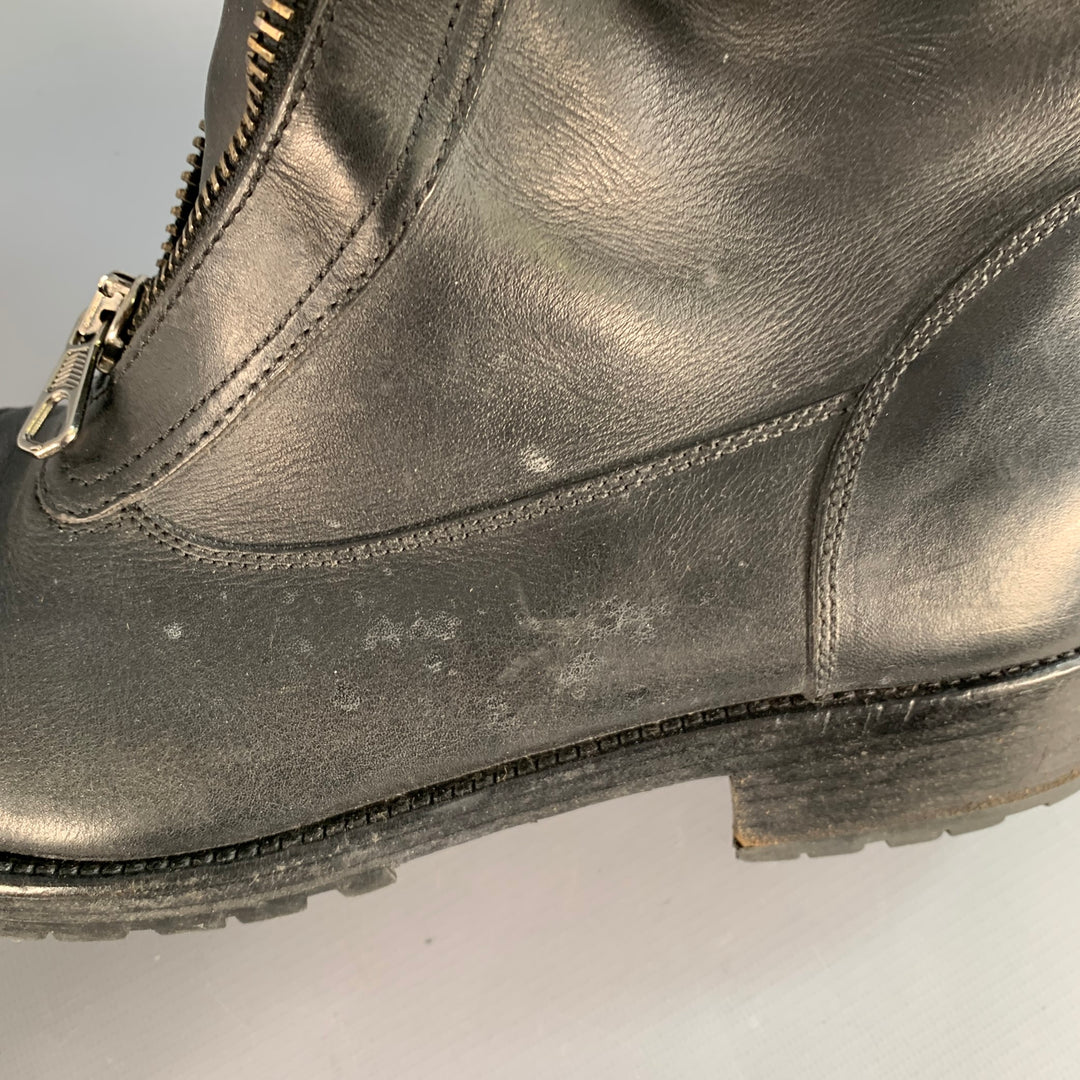 MARC JACOBS Size 10.5 Black Leather Cap Toe Zip Up Boots