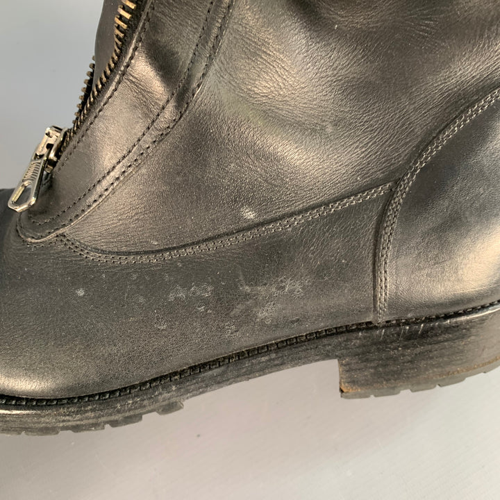 MARC JACOBS Size 10.5 Black Leather Cap Toe Zip Up Boots
