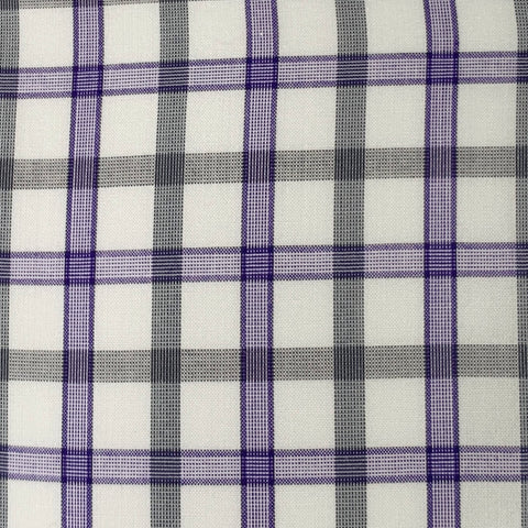 ISAIA Size M Purple White Grey Plaid Cotton Spread Collar Long Sleeve Shirt