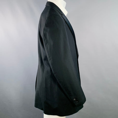 SAKS FIFTH AVENUE Size 40 Long Black Wool Peak Lapel Tuxedo