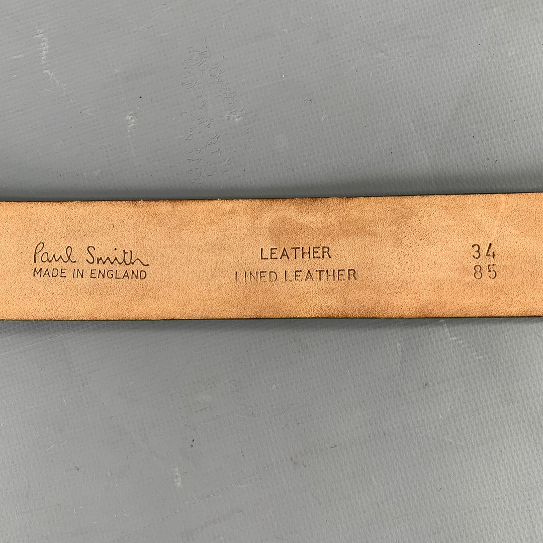 PAUL SMITH Size 34 Green Croc Embossed Leather Belt