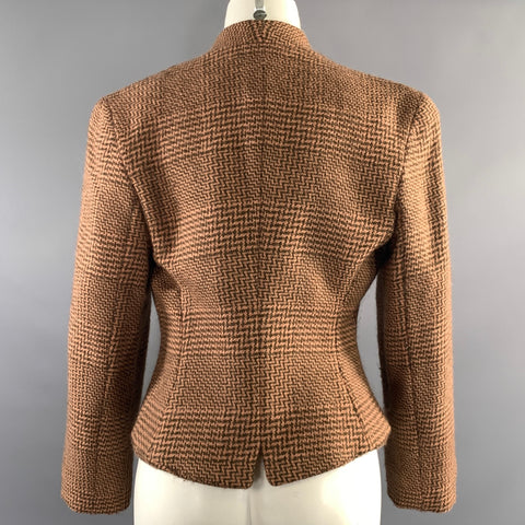 GIORGIO ARMANI Size 6 Pink Brown Wool Alpaca Zig Zag Jacket