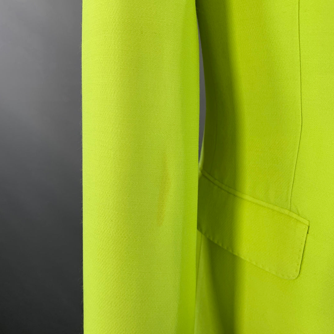 TEDDY VONRANSON Size 38 Neon Yellow Wool Silk Peak Lapel Double Breasted Sport Coat