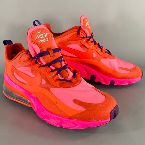 NIKE Size 11.5 Pink Orange Red Color Block Nylon Lace-Up Sneakers