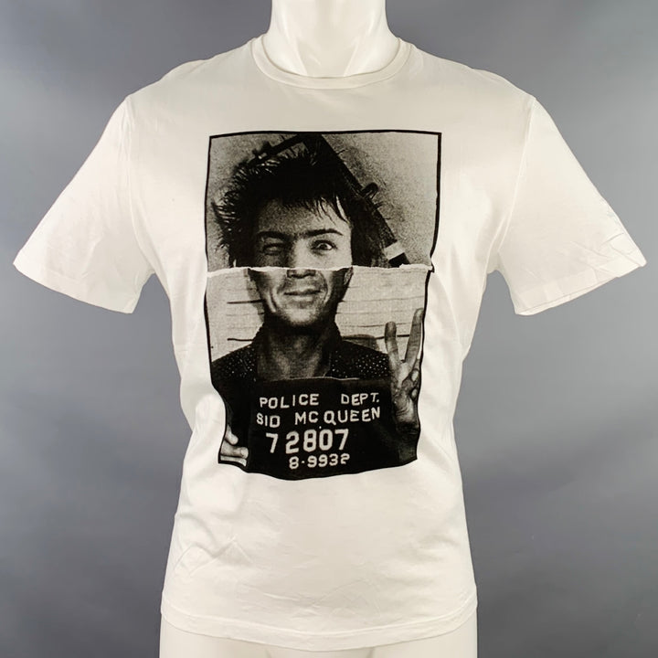 NEIL BARRETT Size M Sid McQueen Hybrid Mugshot White Black Print Cotton Loose Fit Crew Neck T-shirt