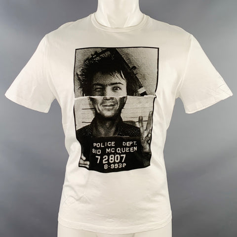 NEIL BARRETT Size M Sid McQueen Hybrid Mugshot White Black Print Cotton Loose Fit Crew Neck T-shirt