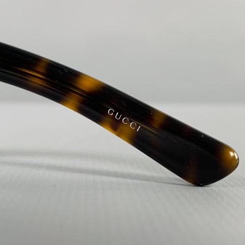 GUCCI Gold Tortoise Shell Aviator Square Sunglasses