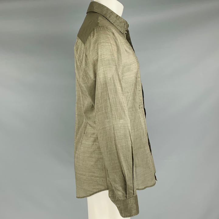 CoSTUME NATIONAL Size M Taupe Cotton Blend Tuxedo Long Sleeve Shirt
