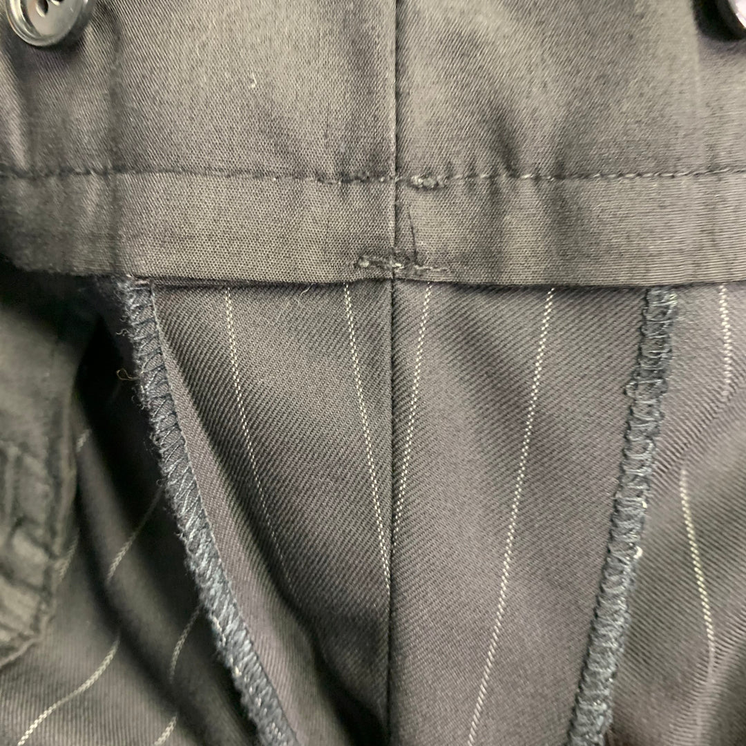 SIMPSON SIN TAILOR Size 42 Long Black White Pinstripe Wool Silk Suit