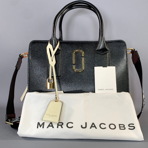MARC JACOBS SS2018 Black Pink Color Block Saffiano Leather Handbag