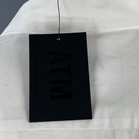 ATM Size L White Cotton Spread Collar Long Sleeve Shirt