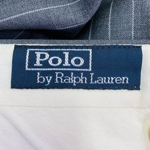 Costume Ralph Lauren taille 39 Regular en laine rayée grise à revers crantés
