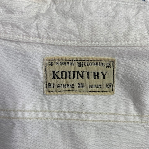 KAPITAL KOUNTRY SS21 Size L White Blue Patchwork Cotton Embroidered Long Sleeve Shirt