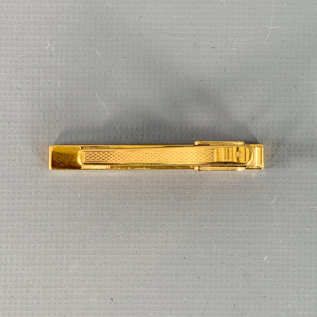 DUNHILL One Size Gold Black Embossed Metal Tie Clip