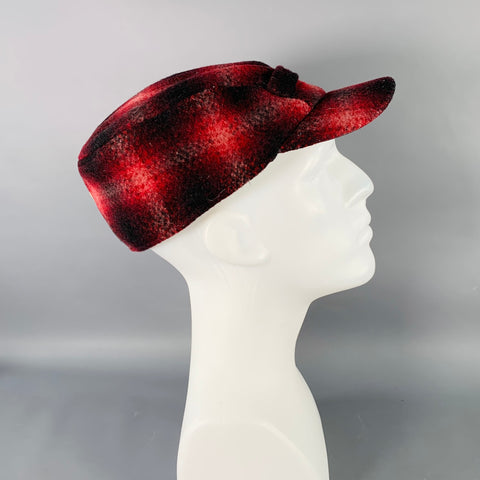 POLO by RALPH LAUREN Size L/XL Red Black Plaid Wool Nylon Hunting Cap Hat