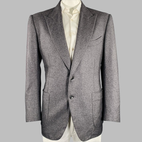 TOM FORD Size 48 Grey Silk Cashmere Peak Lapel Sport Coat