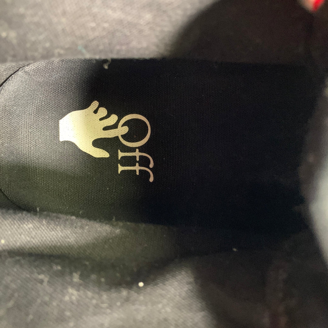 OFF-WHITE Size 13 Black Red Logo Canvas High Top Sneakers