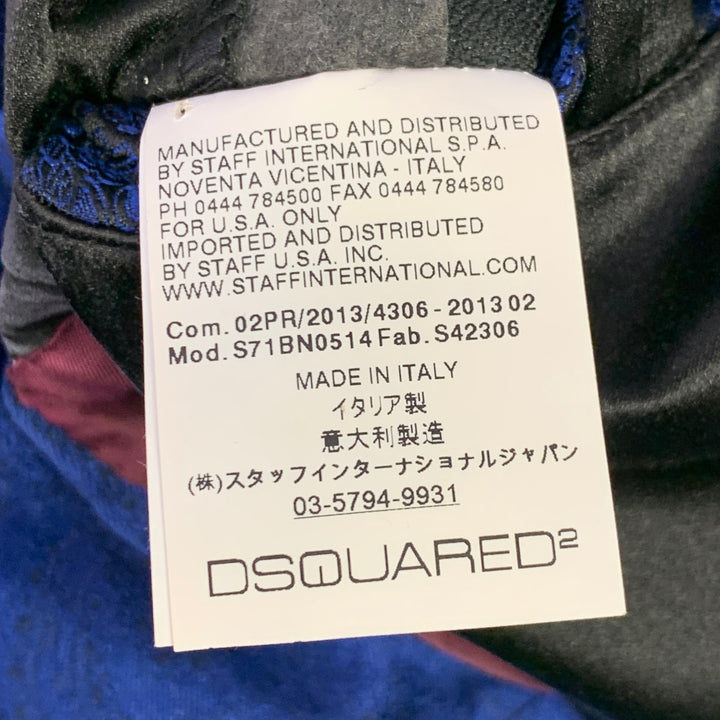 DSQUARED2 Size 40 Blue Black Paisley Polyester Silk Jacquard Tuxedo Sport Coat