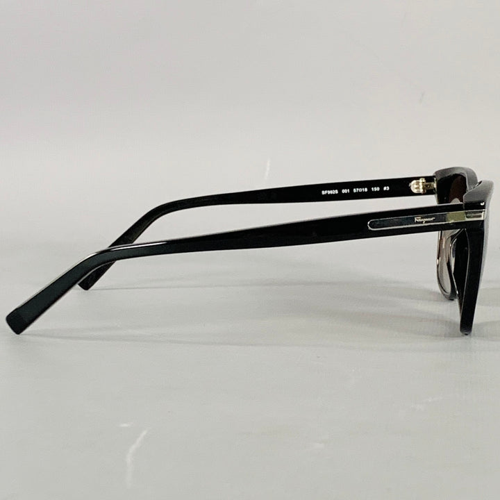 SALVATORE FERRAGAMO Black Acetate Square Polarized Sunglasses