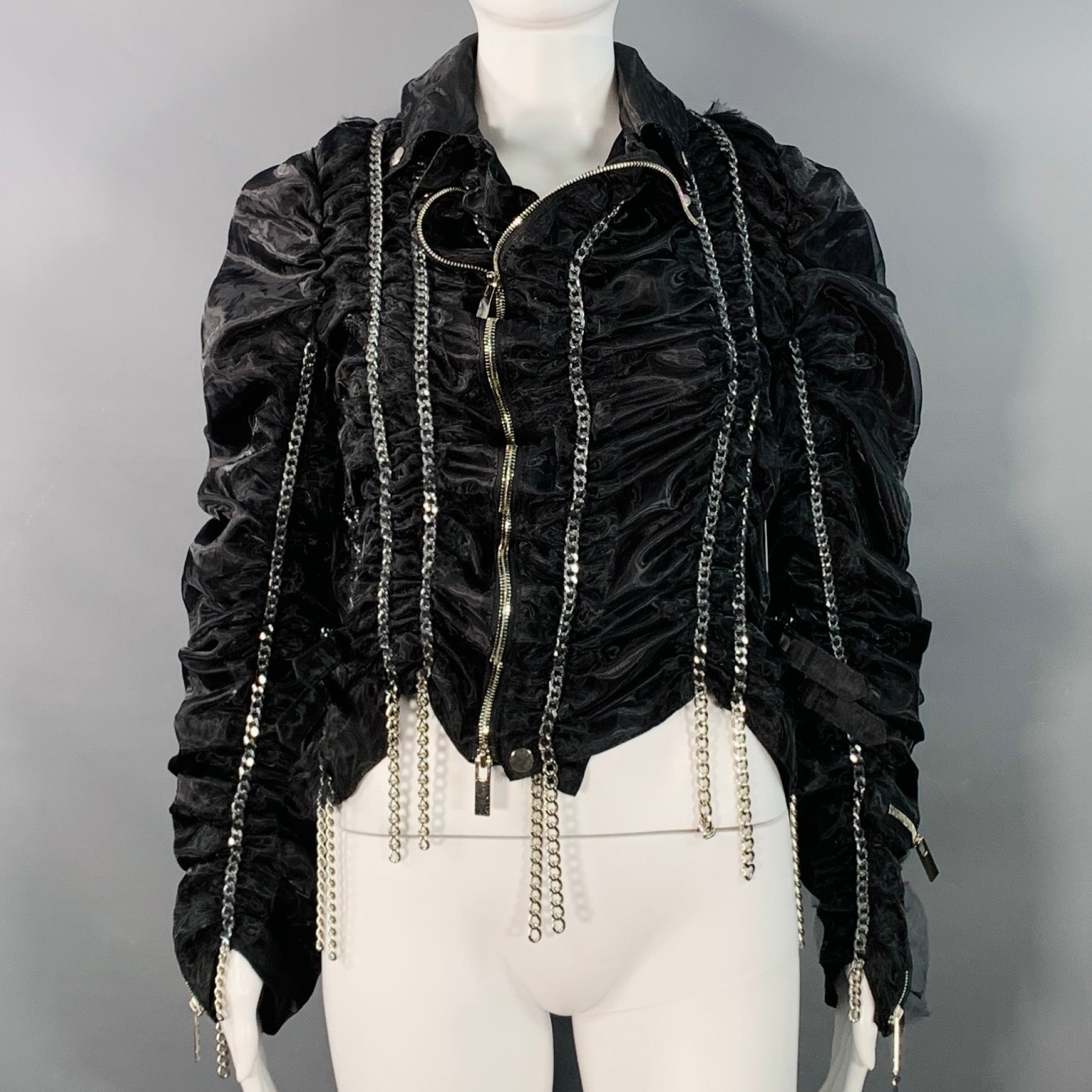 noir kei ninomiya ジャケット NOIR KEI NINOMIYA Size S Black Silver Polyamide Chain Zip Up