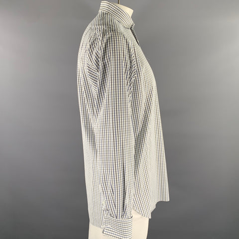 RALPH LAUREN Size XL White Black Blue Check Cotton Long Sleeve Shirt