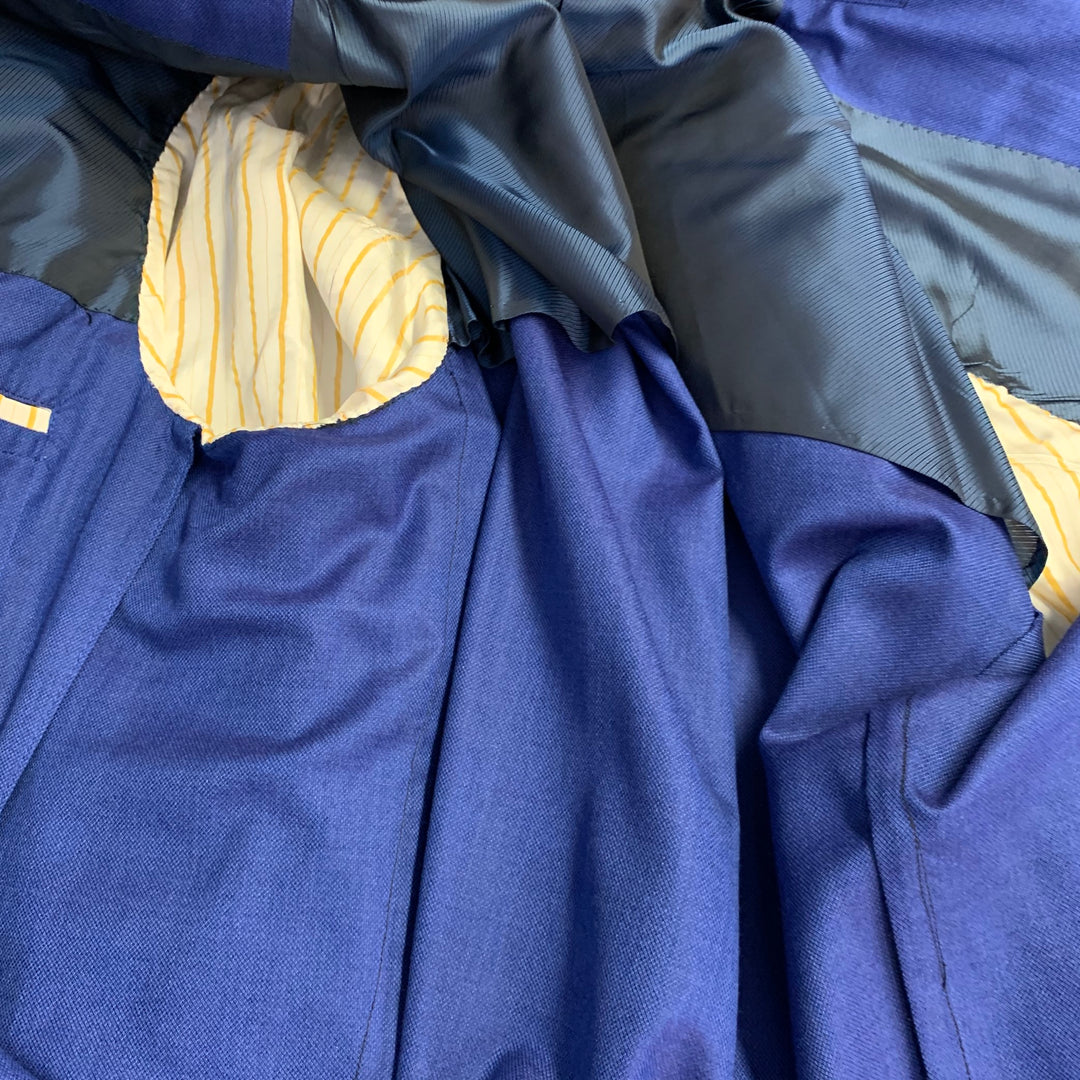 HICKEY FREEMAN Size 44 Regular Blue Wool Silk Notch Lapel Sport Coat